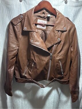 Levi's Women's Cognac Brown Leather Biker Jacket